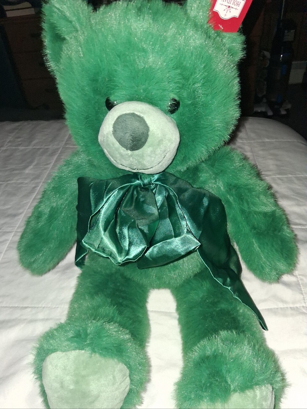 Holiday Time 15" Green Plush Teddy Bear